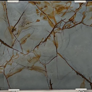 blue roma, quartzite, galleria of stone jewels, stone, full slab, blue, orange
