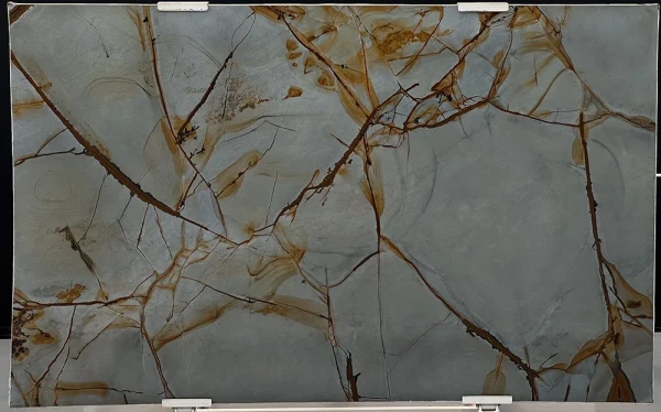 blue roma, quartzite, galleria of stone jewels, stone, full slab, blue, orange