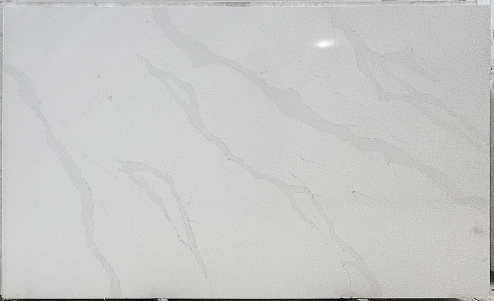 ferrara white, quartz, full slab, engineered surfaces