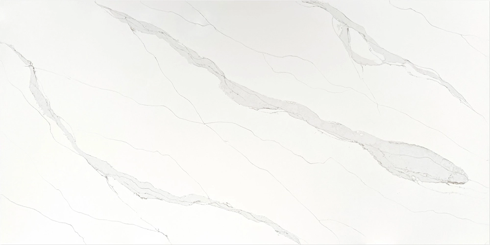 unique calacatta vagli, quartz, full slab, engineered surface